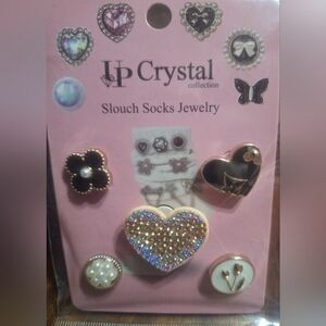 Up Crystal Collection Slouch Socks Jewelry, Black, White And Gold Tone